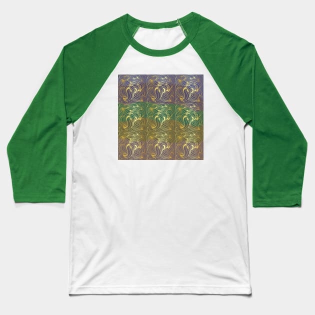 Gold Lines Pattern Design Baseball T-Shirt by DesignInspire